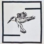 Pied Kingfisher Design White Colour Cushion Cover