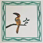 Hornbill Bird Design White Colour Cushion Cover