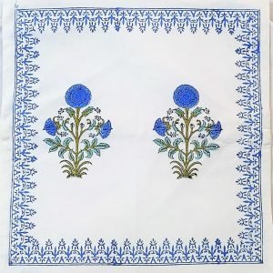 Blue & Green Floral Design  White Colour Cushion Cover