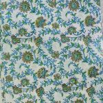 Green & Blue Floral Jal Design White Colour Cotton Dress Material