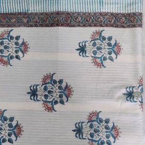 Sky Blue & Light Red Flower Buta Design  Colour Dohar