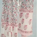Pink & Green Floral Jal Design White Colour Mal - Mal Dupatta