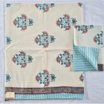 Sky Blue & Red Flower Buta Design Bedsheet