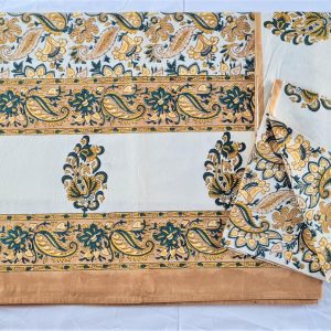 Yellow & Green Flower Design Bedsheet
