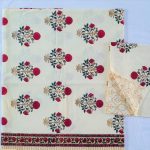 Red Flower Buta Design White Colour Bedsheet