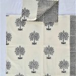 Black Tree Single Design White Colour Bedsheet