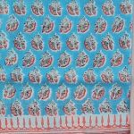 Small Pastel Red Flower Design Sky Blue Colour Table Cover