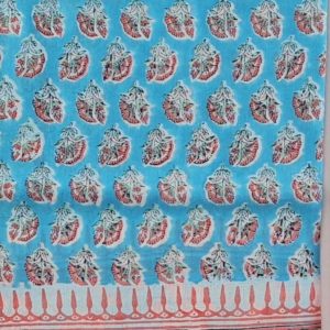 Small Pastel Red Flower Design Sky Blue Colour Table Cover