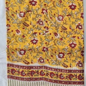 Small  Red Flower Flower Jaal Design Yellow Colour Table Cover