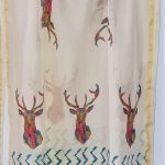 Multi-Colour Deer Face Design White Colour Chanderi  Silk Dupatta