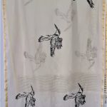 Black Kingfisher Design White Colour Chanderi  Silk Dupatta