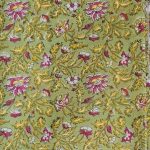 Yellow & Pink Floral Jal Design, Light Green Colour Cotton Dress Material