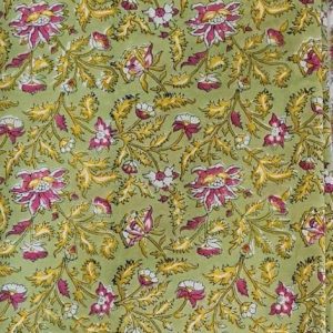 Yellow & Pink Floral Jal Design, Light Green Colour Cotton Dress Material
