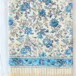 Light & dark Blue floral Jal design White colour Chanderi Dupatta