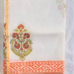 Orange & yellow colour  flower design  Chanderi Dupatta