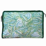 White Floral  jaal  Design Light Green gad print Multipurpose / Toiletry Bag