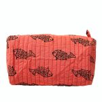 Fish print Light Coral Red colour Pouch