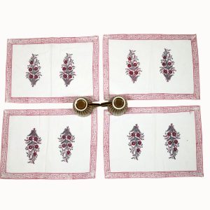 Magenta  Floral Motif  Table Napkin (Set of 4)
