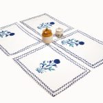 Blue & Turquoise  Floral Buta design Table Napkins (Set of 4)