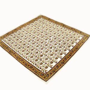 Maroon, Green & Dark yellow floral jaal design Table cover