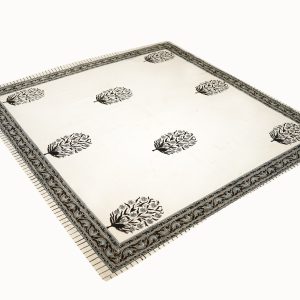 Black  & grey floral buta design Table cover