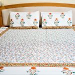 Orange floral jaal Bedsheet