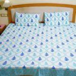 Turquoise Blue & Dark blue fern leaf designed bedsheet
