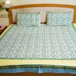 Turquoise Blue & Yellow floral Jaal  Bedsheet